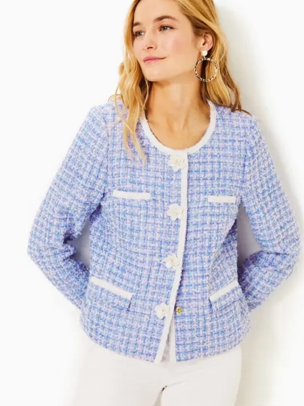Lilly Pulitzer Jaden Jacket in Lark Lilac Swirl Boucle EUC - Picture 3 of 10